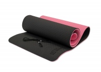 Коврик для йоги 10 мм двухслойный TPE черно-розовый (Арт. FT-YGM10-TPE-BPNK)